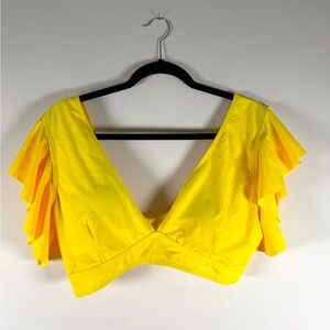 Bright Yellow Ruffle Sleeve Swim Top